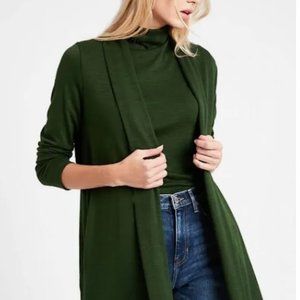 Banana Republic Luxespun Open Cardigan, Forrest Pine Green, Size Medium